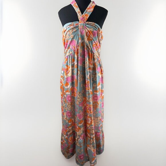 Grace Karin Womens Floral Retro Midi Dress Size XL Grey 1960s Style Sundress - Picture 1 of 11